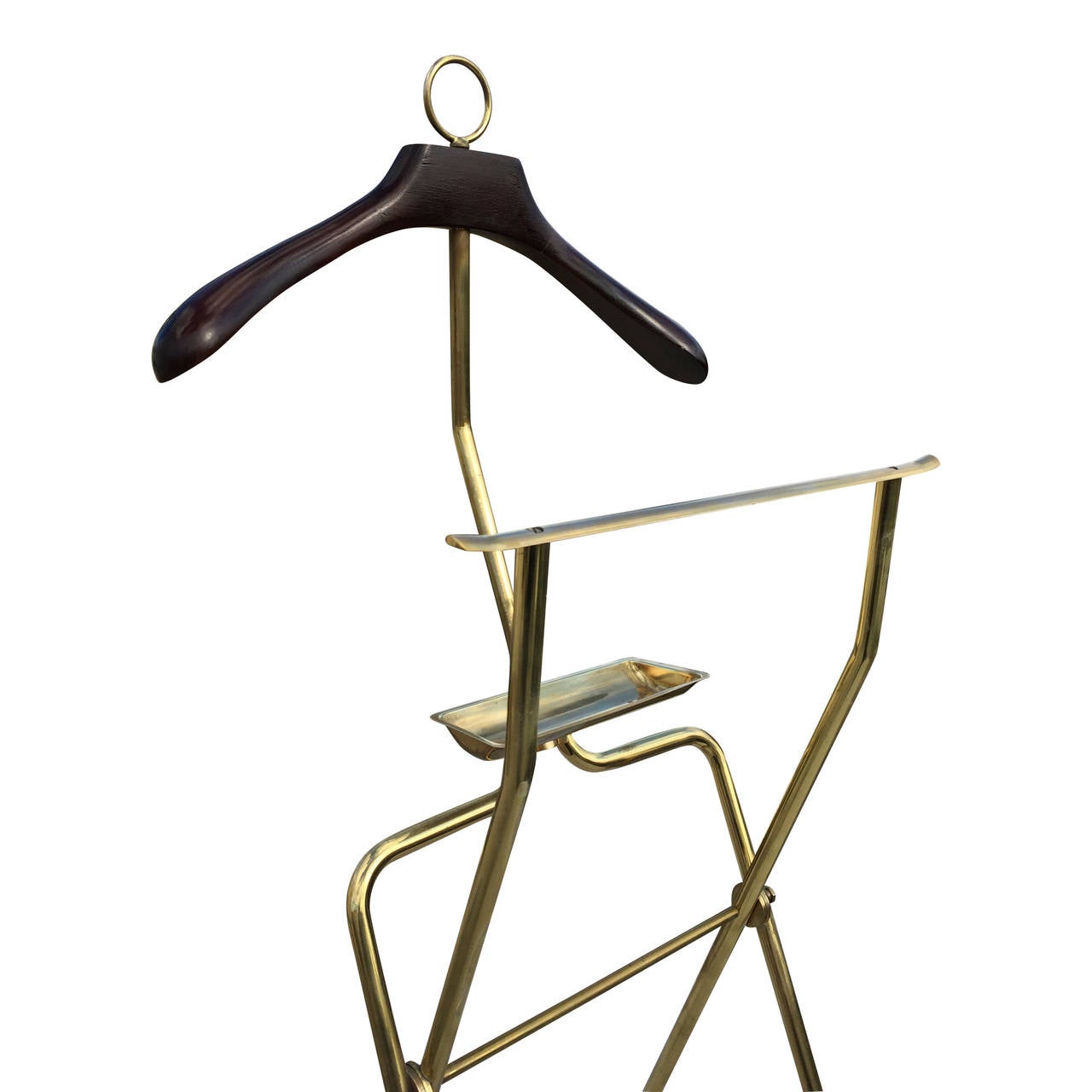 Mid-20th Century Mahogany and massive brass men's valet coat stand att Parisi - Italy 1960's