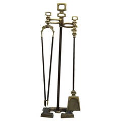 modernist bronze fireplace set - France 1970
s