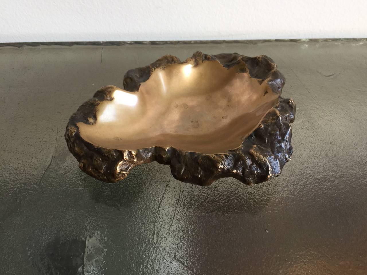 Signed Michel Jaubert Brutalist "Vide Poche" Massive Sculpted Bronze Container