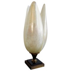 Rougier table lamp - iridescent lucite and brass - Canada 1970's - Ipso Facto