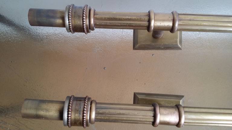 French Large flambeaux sconces in solid brass in style of Genet & Michon - 1950's 