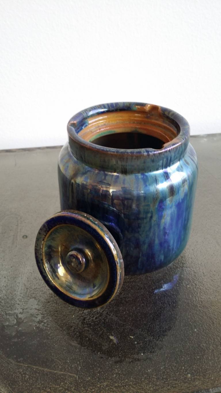 Elegant former tobacco pot in glazed terracota - France 1960's - Ipso Facto