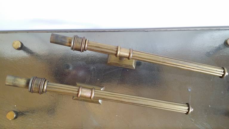 Brass Large flambeaux sconces in solid brass in style of Genet & Michon - 1950's 