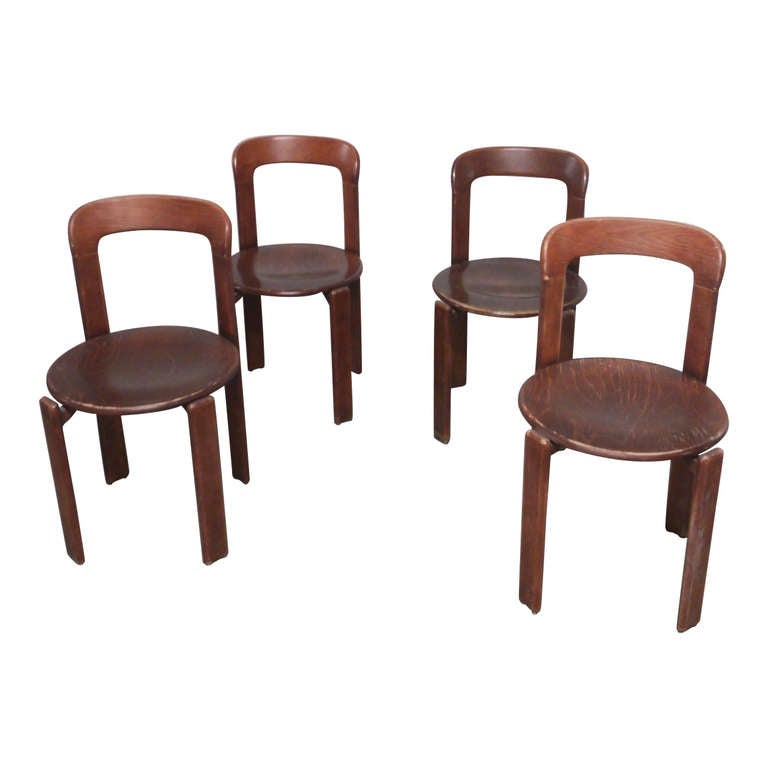 Set of 10 Bruno Rey 1970's chairs 
these chairs are stackable for maximum space gain
some surface scratches
Wear and some fading consistent with age
The chairs will ship out of France. Shipping to the US is $150 per chair. Price does not include