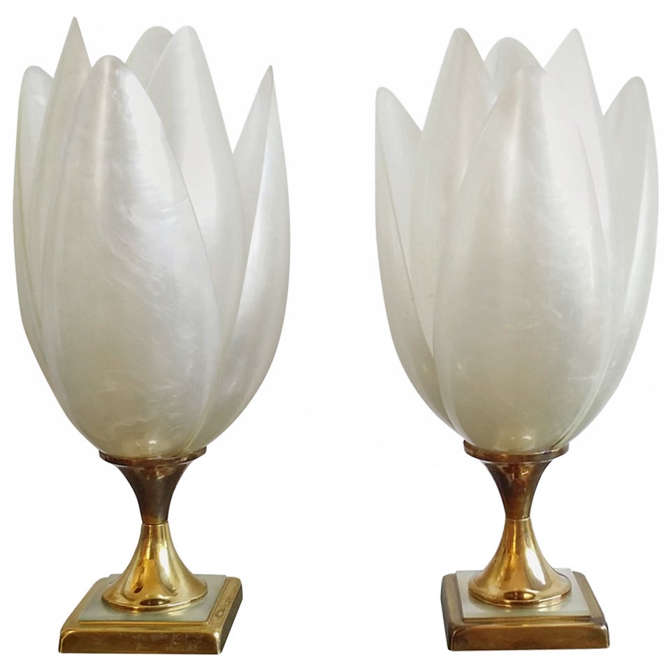 Lotus Shaped Rougier Table Lamps, Canada 1970s ipso facto