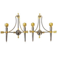 rare pair of French neoclassical sconces in the style of Arbus