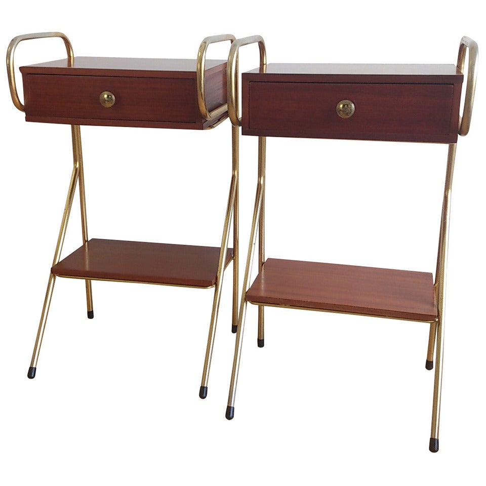 Pair of Mid Century Nightstands in the Style of Jacques Hitier