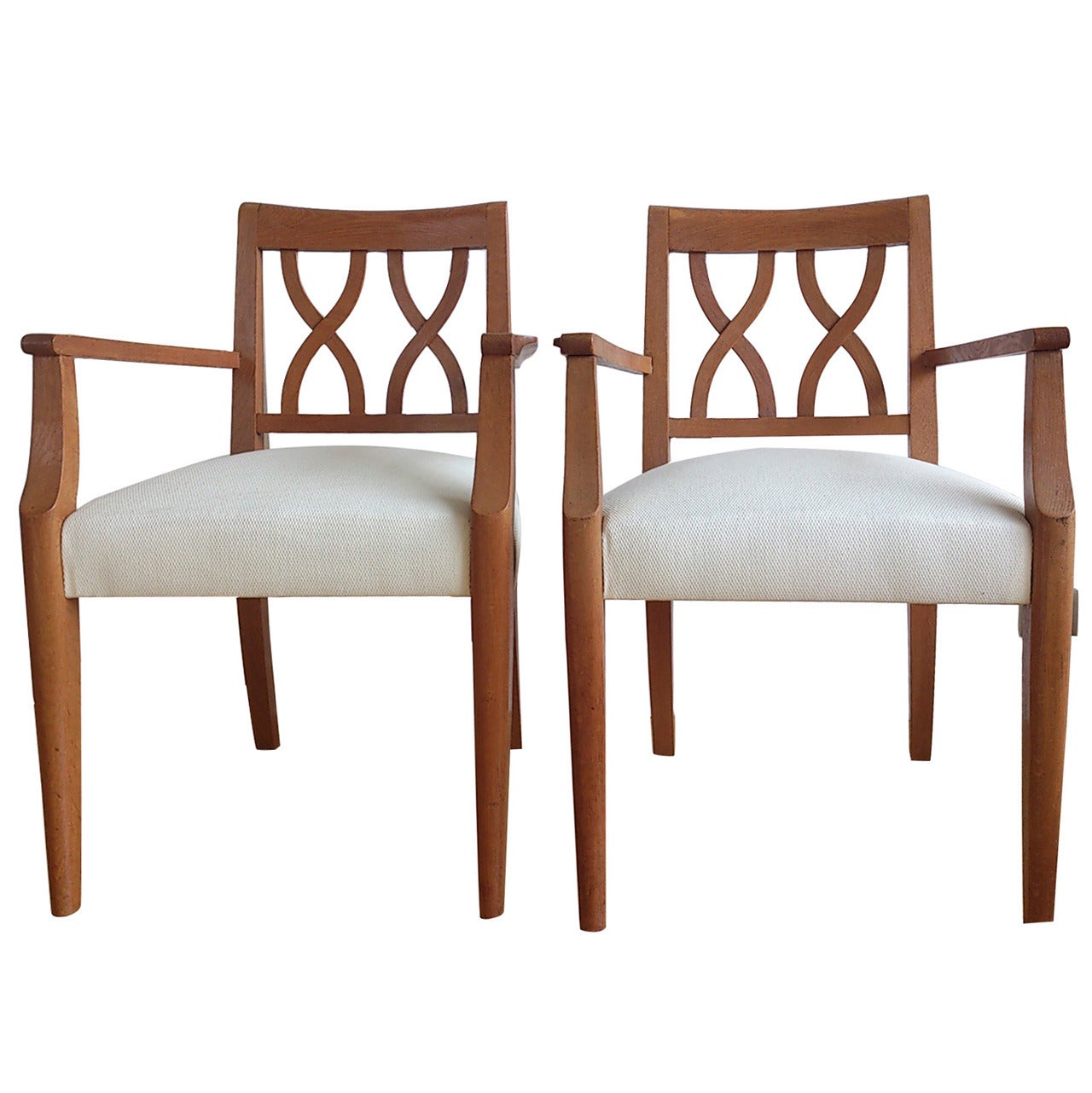 pair of Guermonprez French 1960's oak armchairs - Ipso Facto