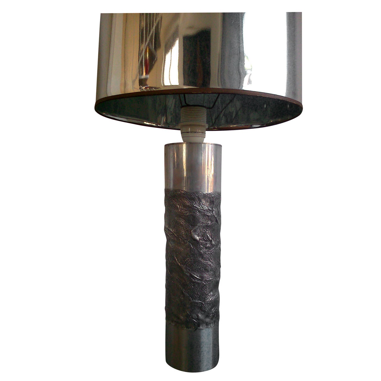Rare Brutalist 1970 Raw Steel Table Lamp - Ipso Facto
