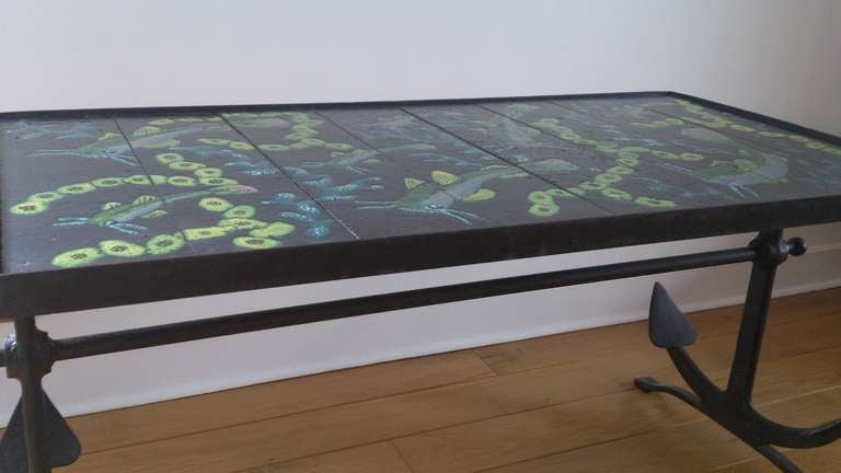 Enameled Lava and Iron Coffee Table Attributed to Jacques Adnet - Ipso Facto 3