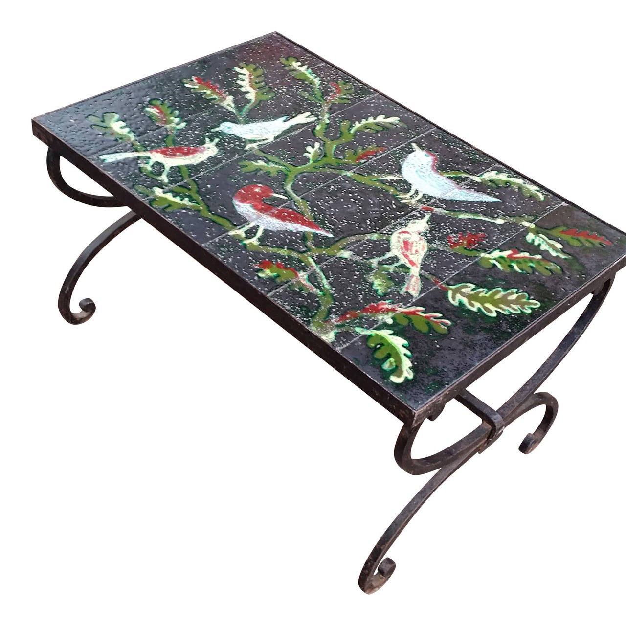 Adnet occasional enameled lava stone table - France 1950's - Ipso Facto