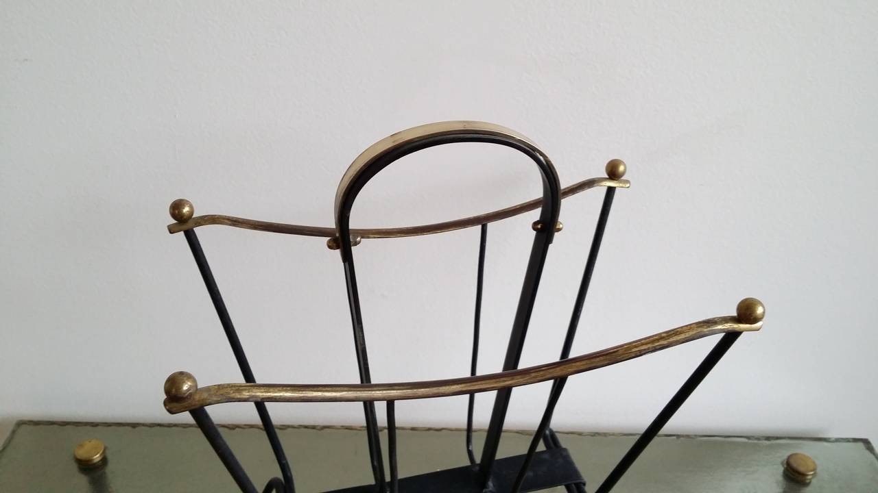 Elegant 1950's French magazine rack Att to Adnet - Ipso Faco 2