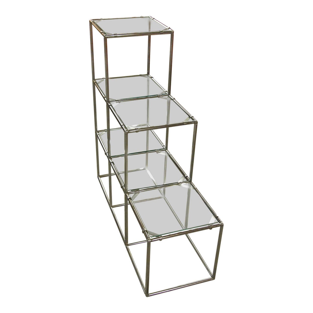 Late 20th Century chrome bookshelf by John Siccardi - 1970's - Ipso Facto