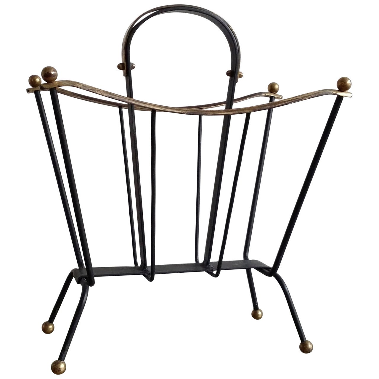 Elegant 1950's French magazine rack Att to Adnet - Ipso Faco