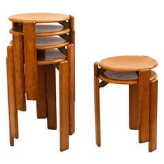 6 Bruno Rey stools - two sizes - Switzerland 1970's - Ipso Facto