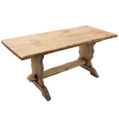 Bleached Oak 19th Century Trestle Table