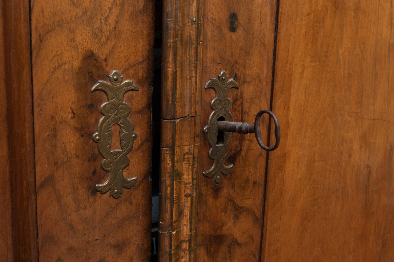 18th Century Dutch Burl Walnut Single Door Breakfront with Original Glass For Sale 2