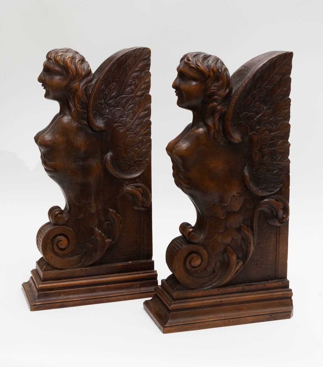 Walnut Carved Bookends For Sale 5