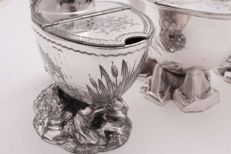 British Set of Four English Victorian Silver Spoon Warmers For Sale