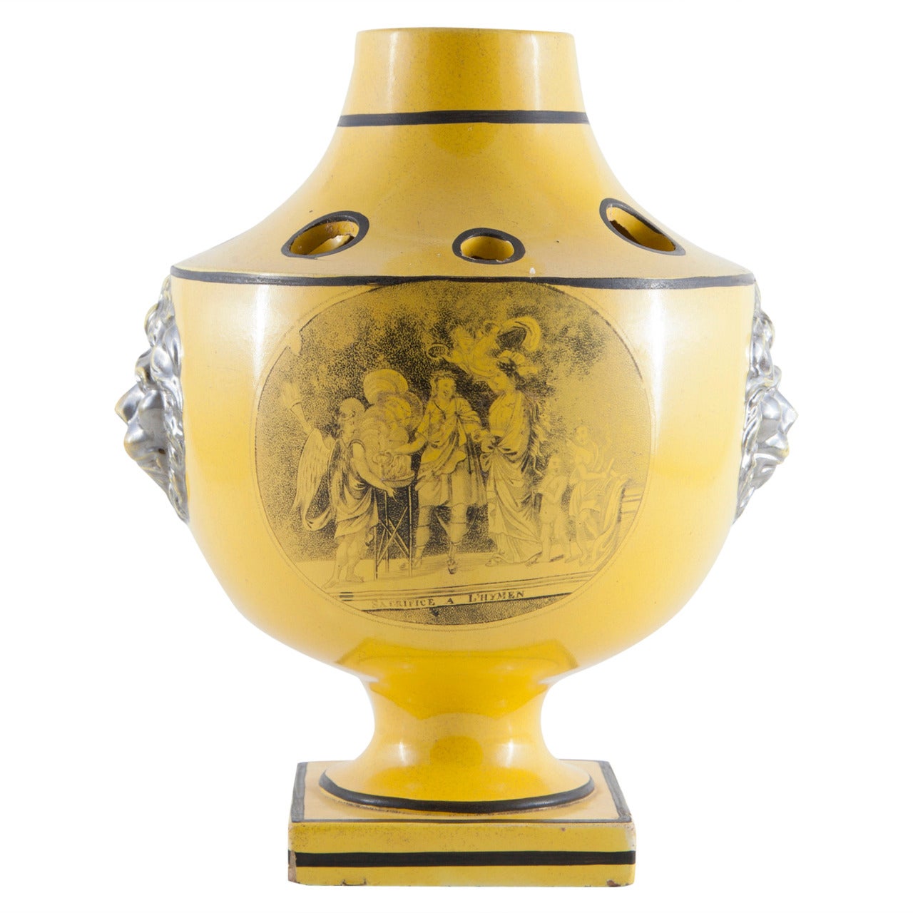 19th Century French Choisez Bulb Pot in Yellow Glaze For Sale