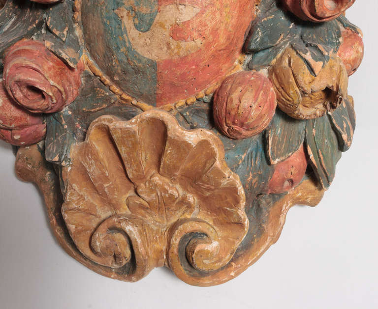 18th Century Italian Baroque Polychrome Carved Bracket with Shelf In Good Condition For Sale In Nashville, TN