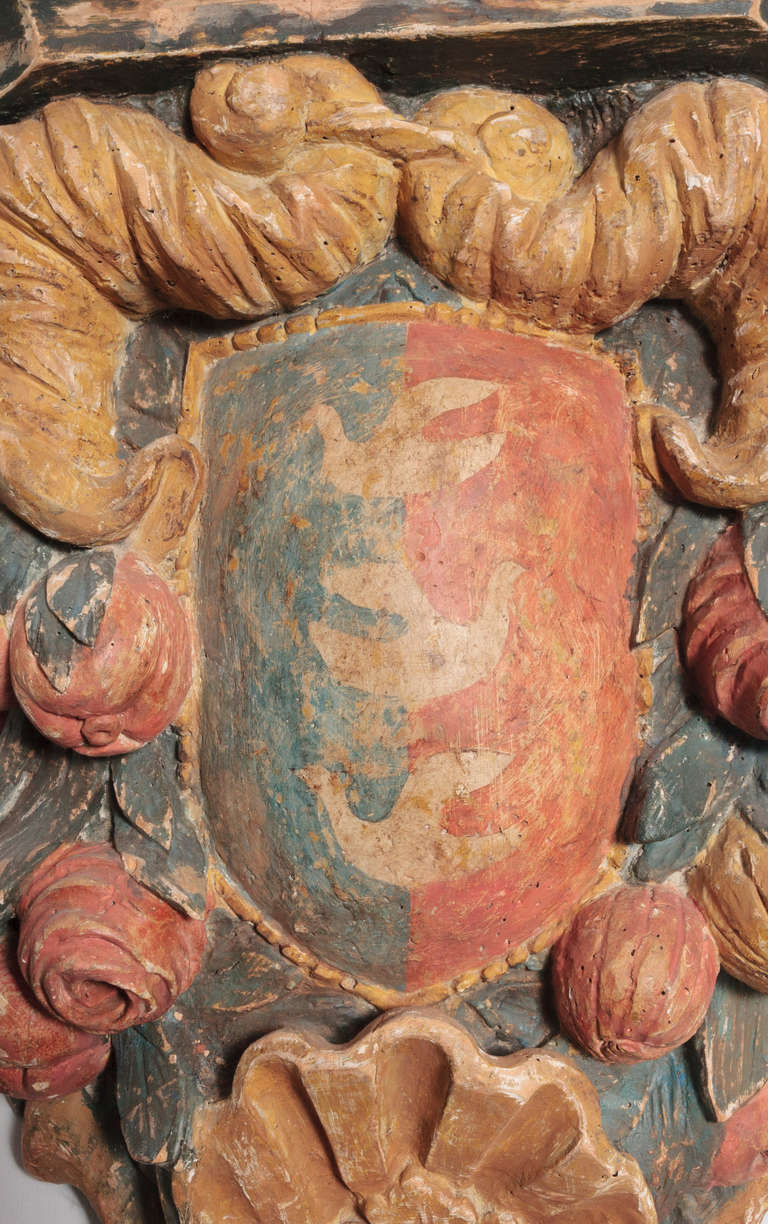 18th Century Italian Baroque Polychrome Carved Bracket with Shelf For Sale 3