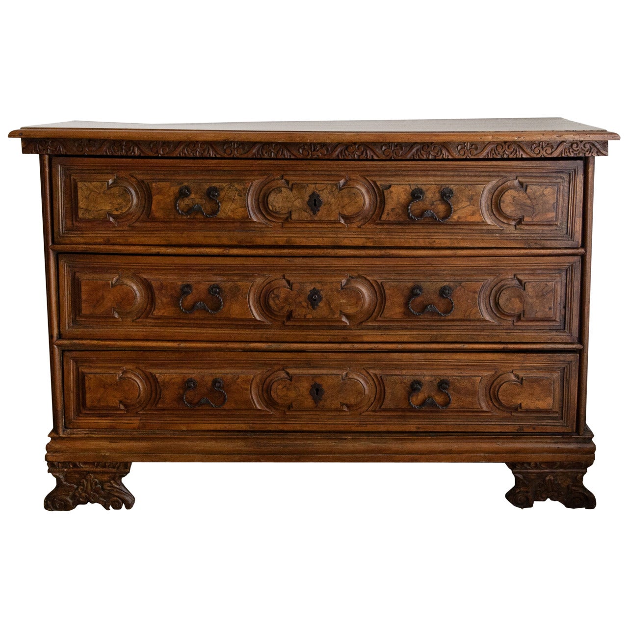Italian Antique Carved Chest of Drawers For Sale