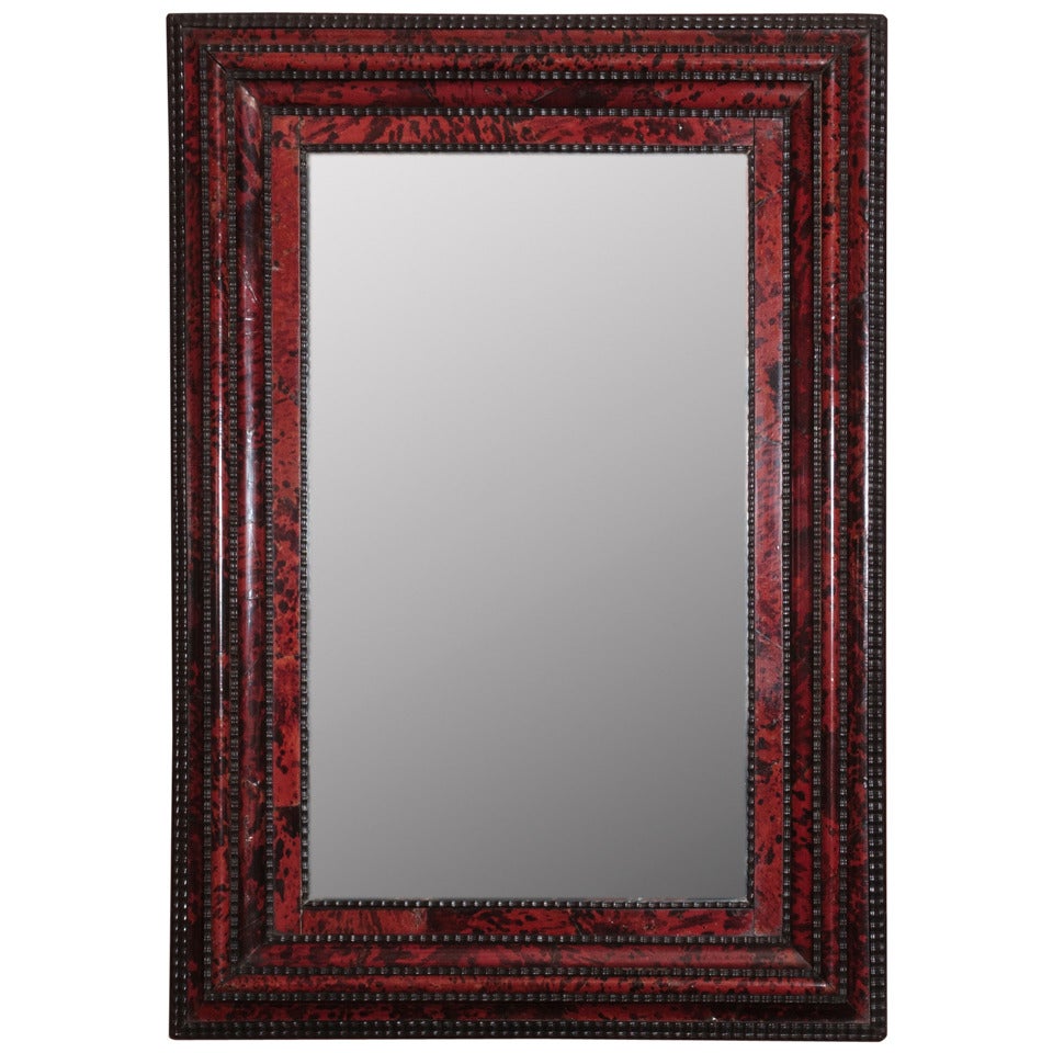 19th Century Flemish Red Tortoiseshell Mirror For Sale