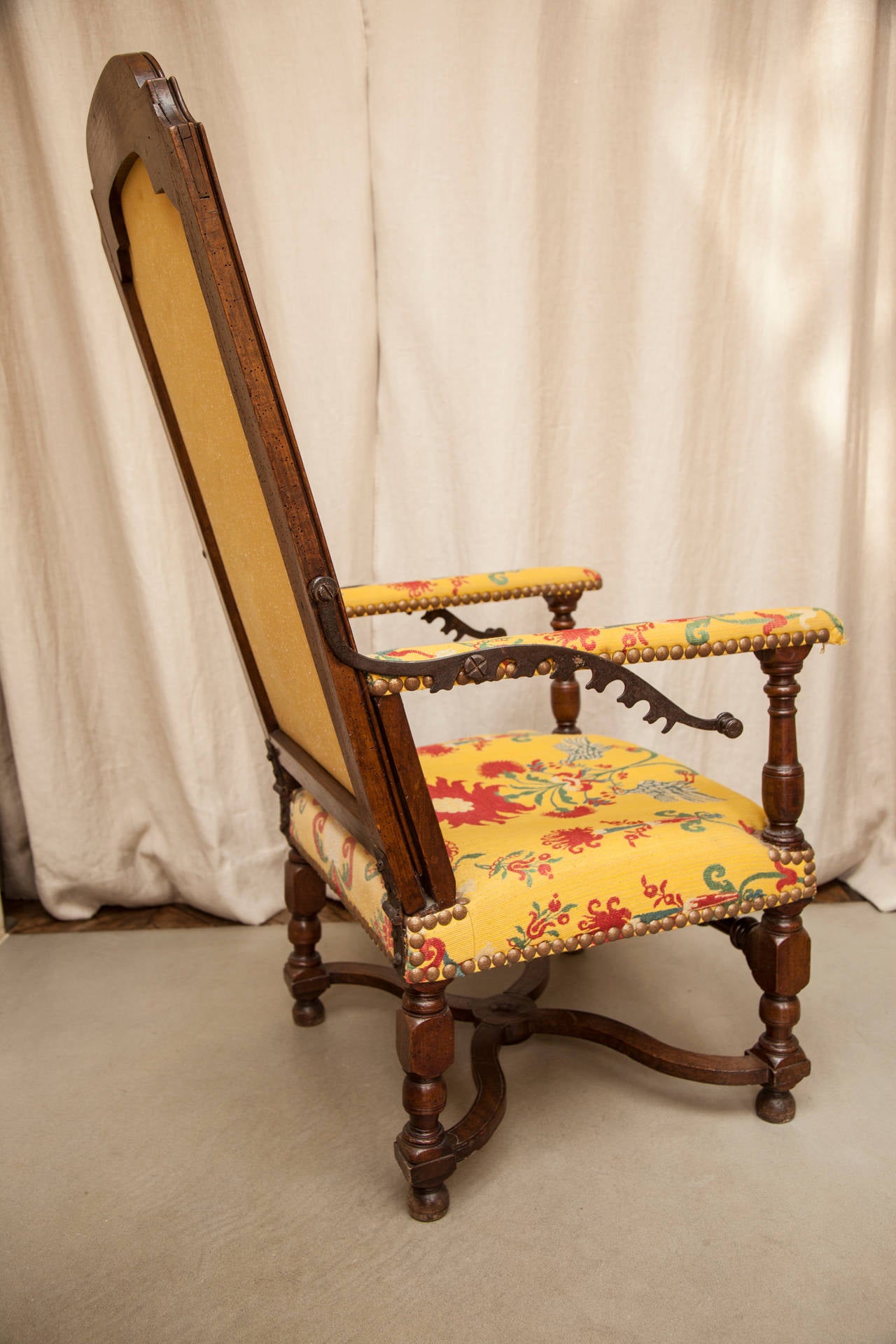 Louis XV 18th Century Walnut Fauteuil Malade Reclining Armchair For Sale
