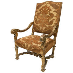 Louis XIV Style Carved Giltwood Armchair