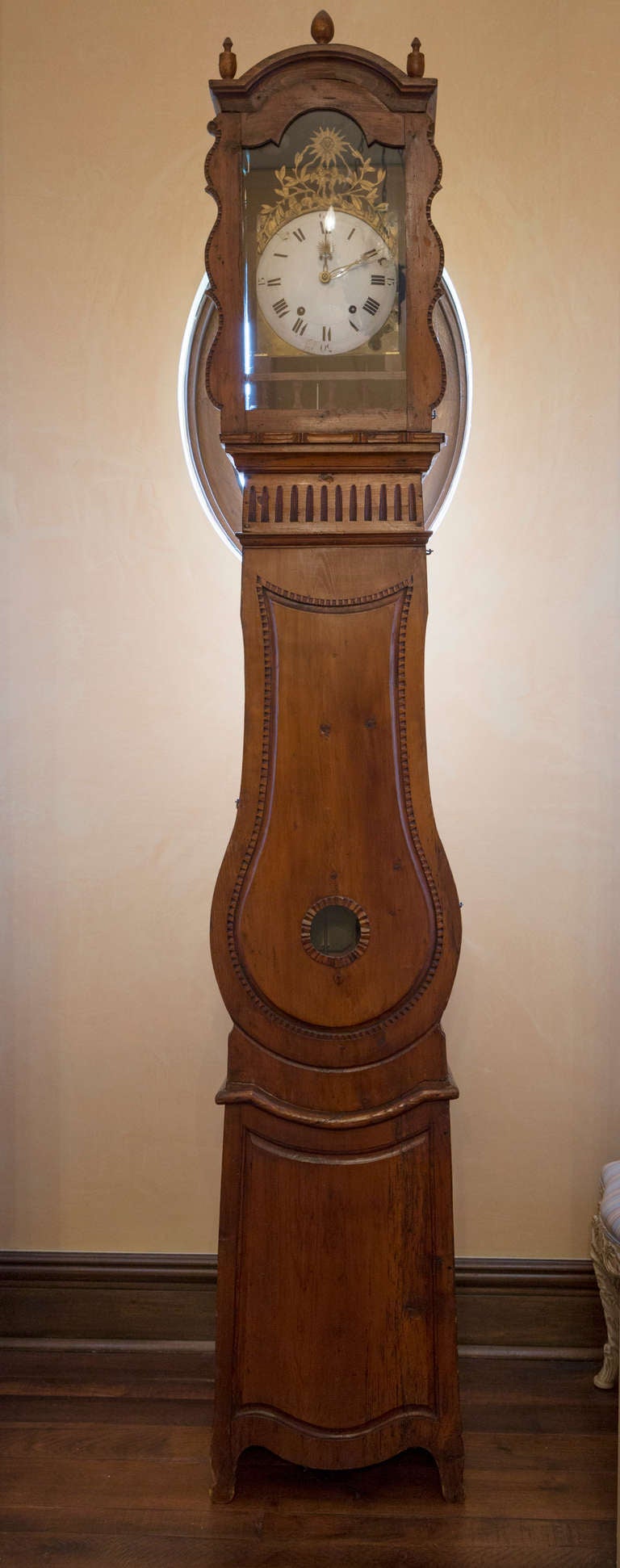 19th Century French Tall Case Clock with white face.  The clock does not work.