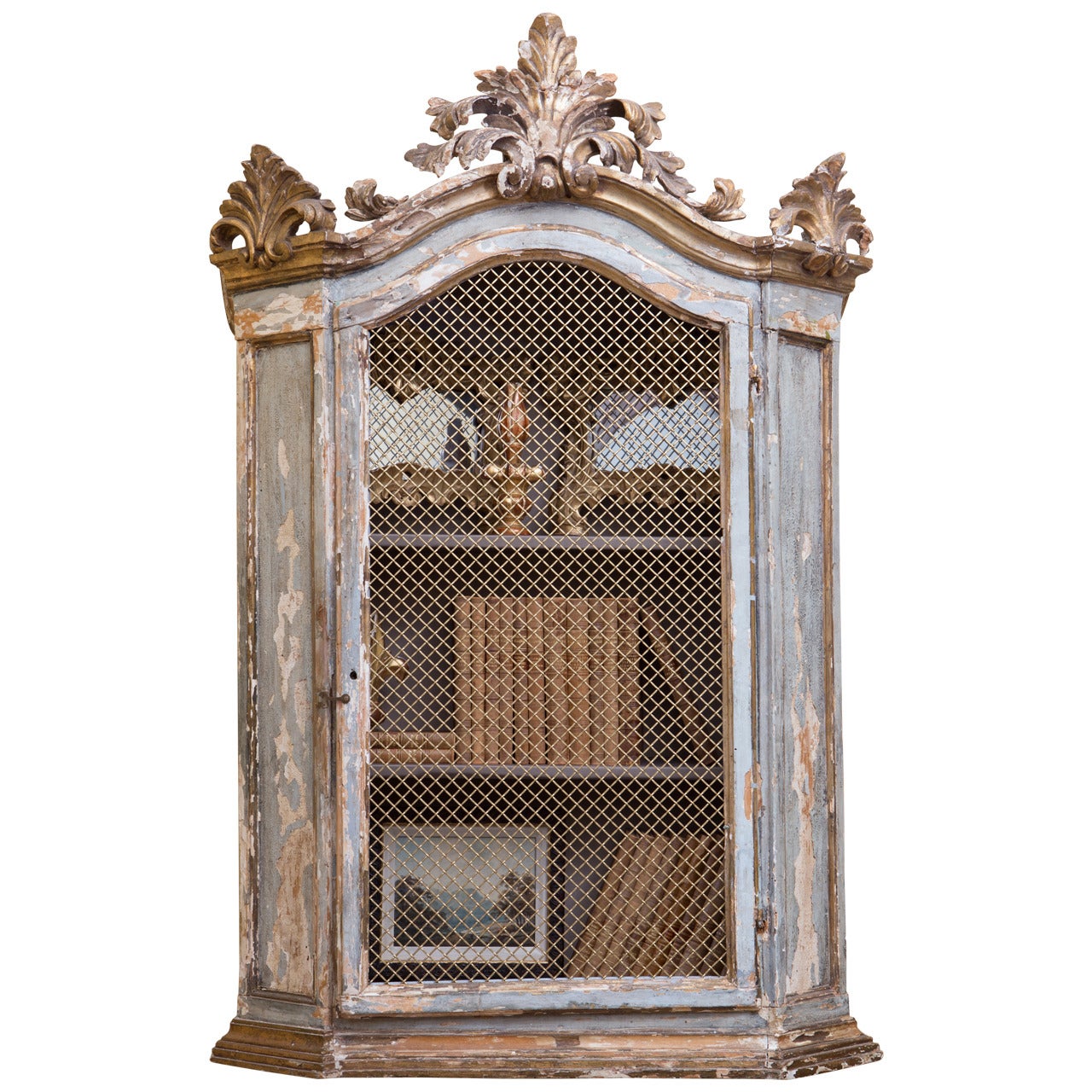 French Antique Wall Cabinet with Single Door