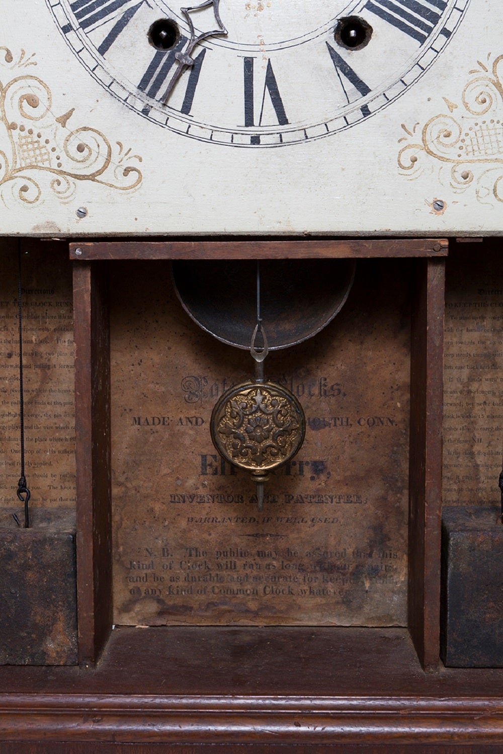 19th Century Eli Terry Pillar and Scroll Mahogany Mantel Clock
