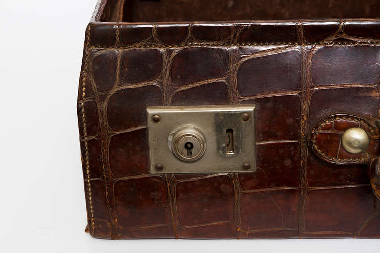 Unknown 19th Century Alligator Suitcase For Sale