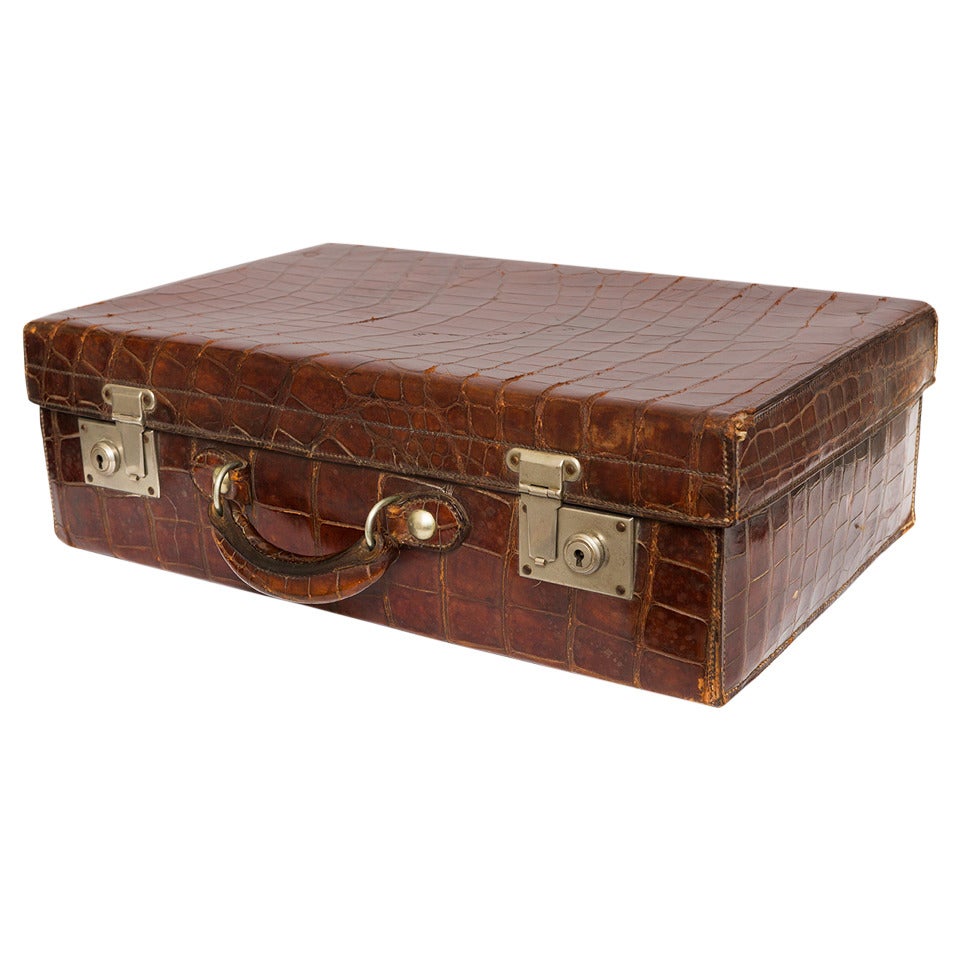19th Century Alligator Suitcase For Sale