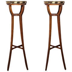 Pair of Regency Plant Stands with Brass Border