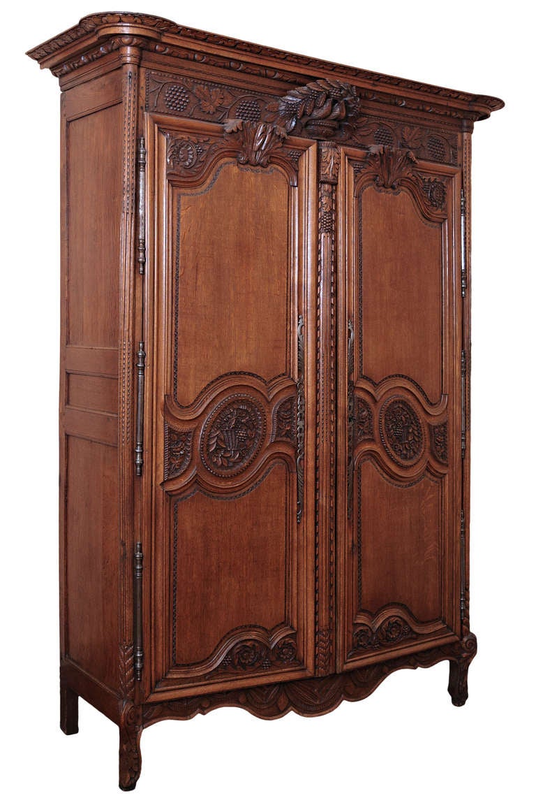 Country French Matrimonial Oak Armoire at 1stDibs