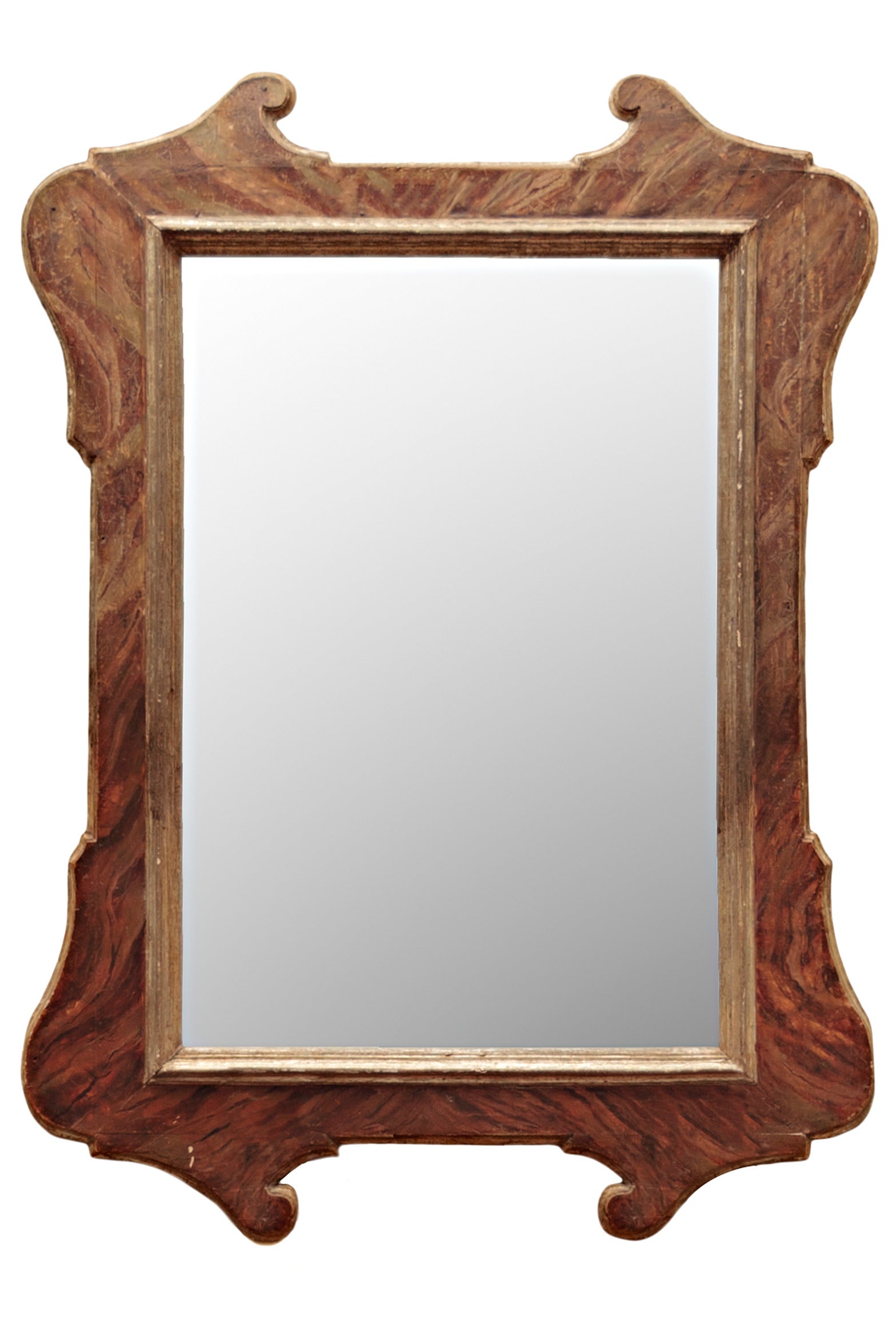 19th Century Italian Tuscan Mirror Faux Marble Painted Frame For Sale