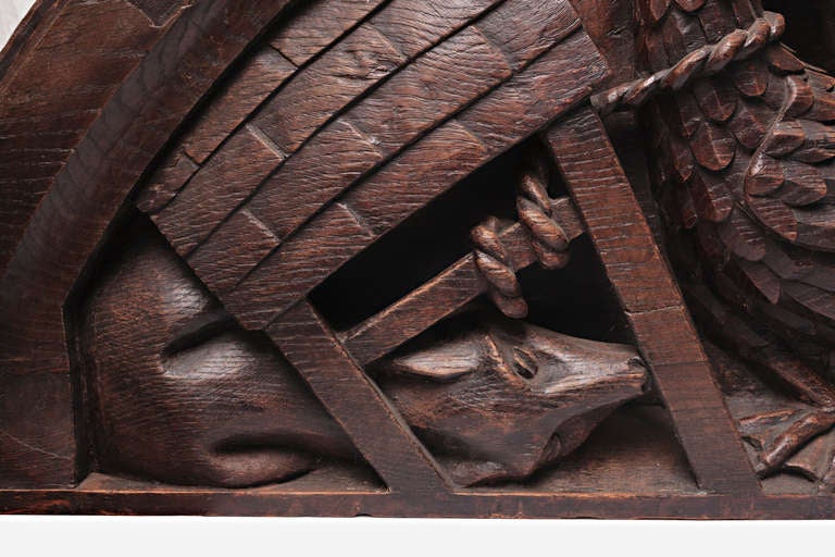 French 15th Century Flemish Walnut Carved Overdoor Lunette