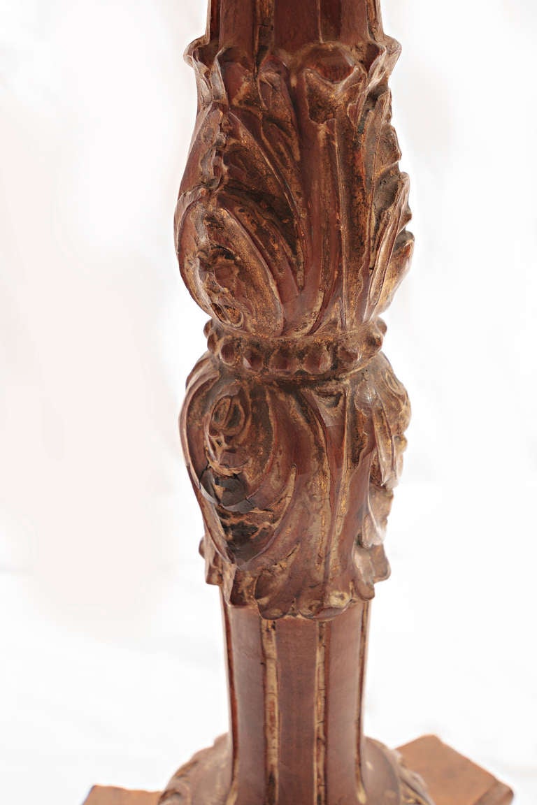 19th Century Italian Carved Wood Cherub Lamp For Sale 1