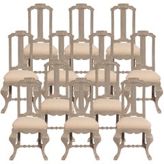 Set of 12 Swedish painted Dining Chairs