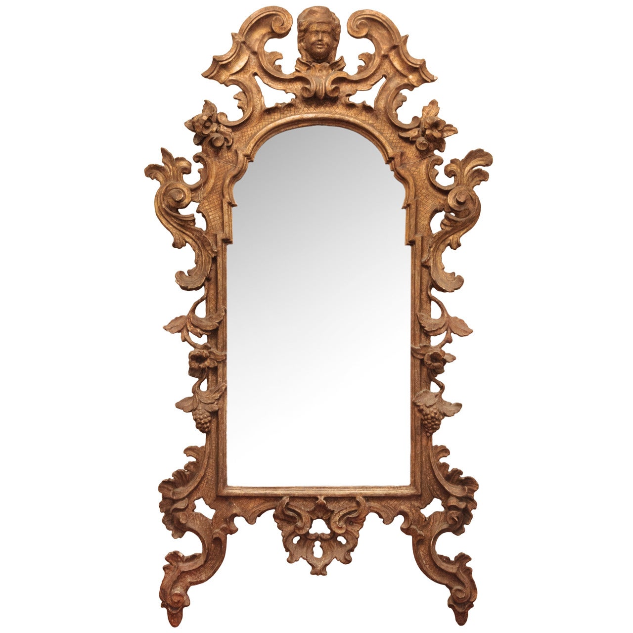 18th Century Italian Gilt Carved Wood Mirror For Sale