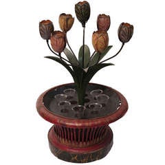 French Tole Painted Tulipiere Cachepot or Candelabra