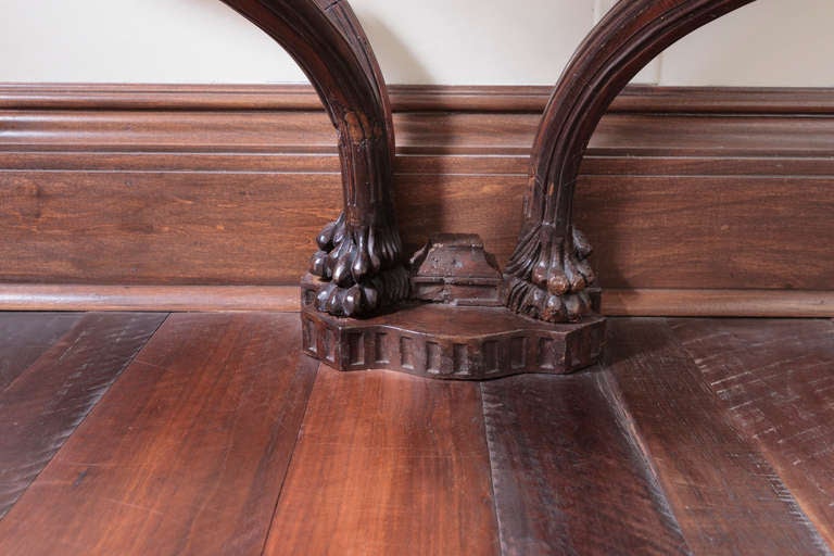 18th Century Italian Walnut Carved Console with Terracotta Colored Marble Top For Sale 2