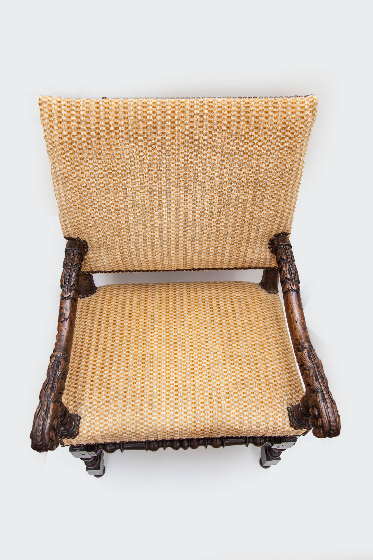 18th Century French Louis XV Walnut Armchair with Upholstered Back and Seat In Good Condition In Nashville, TN