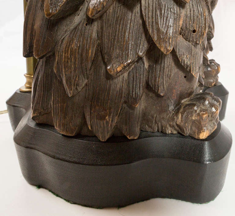 Pair of Italian Carved Wood Hedgehog Lamps 1