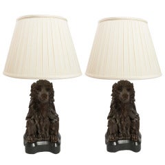 Antique Pair of Italian Carved Wood Hedgehog Lamps