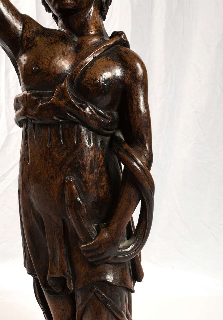 Italian 19th Century Mythological Women and Snakes Wood Carved Lamps  For Sale
