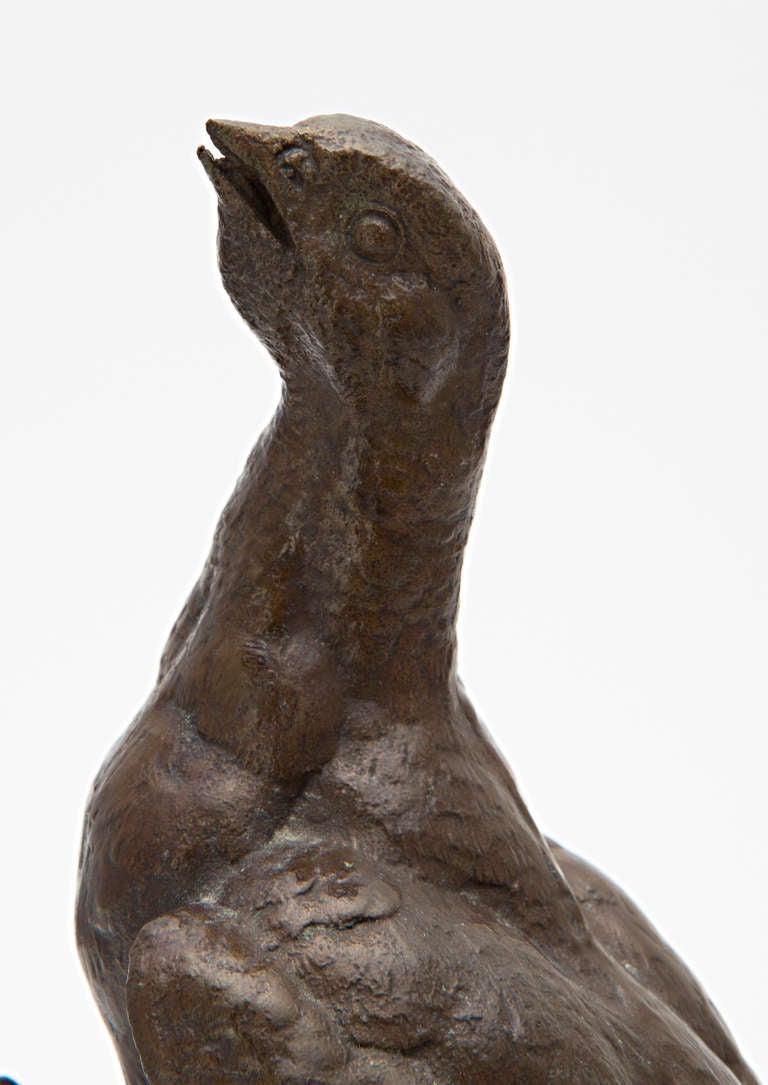 Signed Bronze Bird on Marble Stand 1