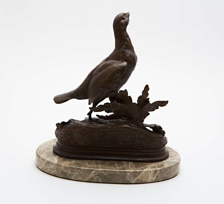 Signed Bronze Bird on Marble Stand In Excellent Condition In Nashville, TN